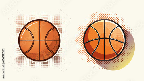 Basketball illustrations a close-up on two distinct styles of graphic design featuring the iconic sports ball