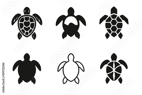 Underwater Exploration Logos. Underwater exploration and marine life. Icon set. Set Logo of Underwater exploration and marine life: sea turtle. harmonious logo
