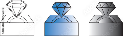 Diamond gemstone icon set vector for web and mobile app. diamond gems sign and symbol black style silhouette. Ring box icon. simple thin line icon vector illustration pack
Diamond gemstone icon set v
