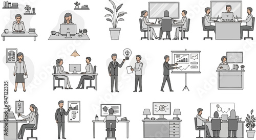 Office scenes with people working, presenting, and collaborating (14)