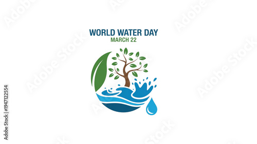 World water day graphic featuring cupped hands and a water droplet