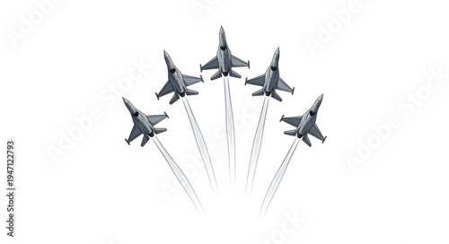 Military Jets Fly Formation Aerial.