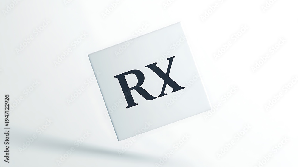 Obraz premium A white square piece of paper with the letters RX printed on it in black