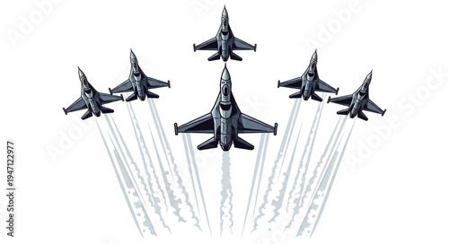 Military Jets Fly Formation Aerial.