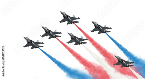 Military Jets Fly Formation Aerobatics.