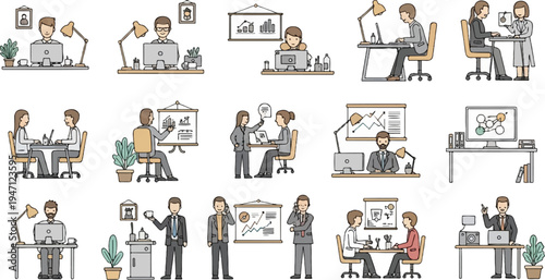 Business people working and collaborating in an office environment