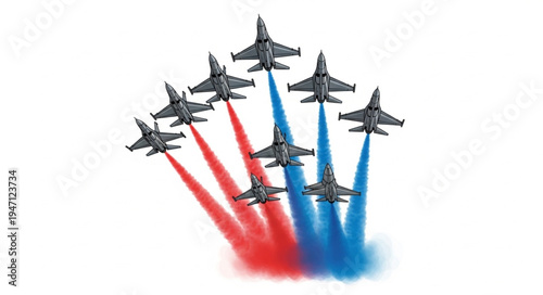 Military Jets Fly Formation Aerobatics.