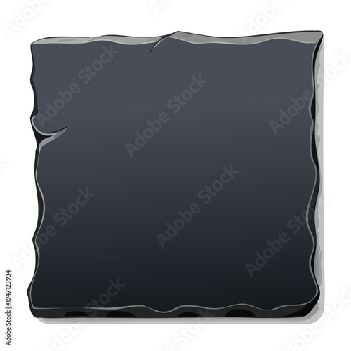 Cartoon stone tablet illustration on white background with copy space