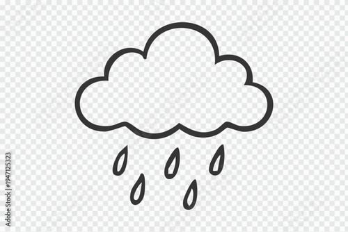 A simple line drawing of a rain cloud with raindrops