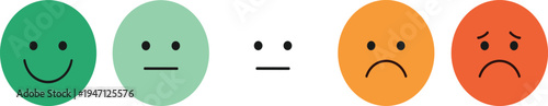 Customer Satisfaction Feedback Rating Icons with Happy Neutral and Sad Faces Colorful Emoji Scale for Review Survey Vector Illustration