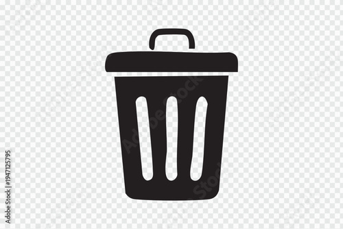 Black silhouette of a trash can with a lid and handle