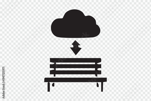 Rain falling on a bench