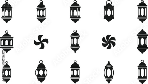 Collection of lantern and pinwheel silhouettes