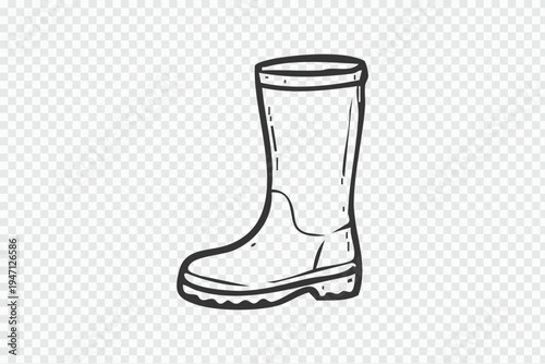 A black and white line drawing of a tall rubber boot