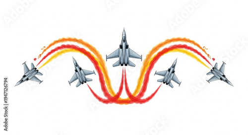 Military Jets Flying Formation.