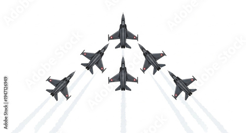 Military jets flying in formation.