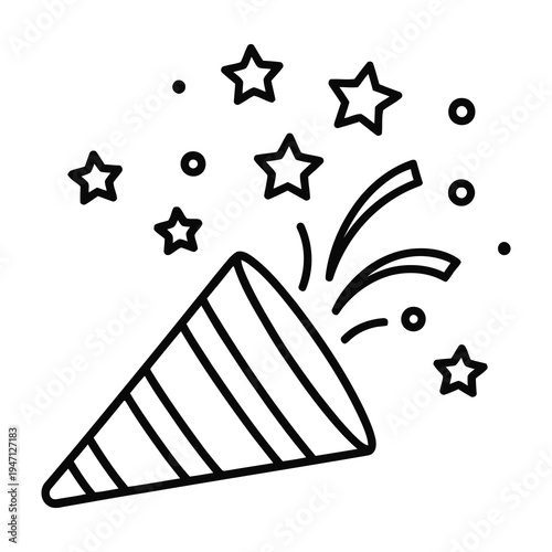 Party popper with stars celebration