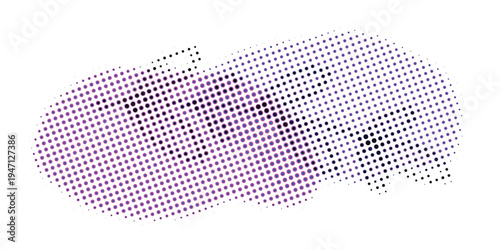 Abstract Halftone Pattern with Purple and Black Dots.