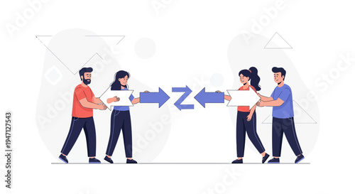 People exchanging ideas, teamwork, communication, collaboration, business concept