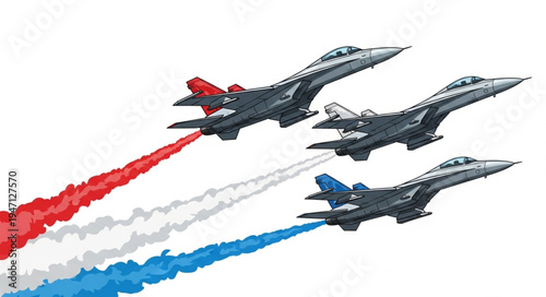 Military jets flying in formation.