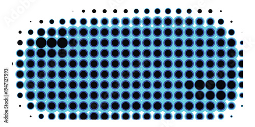 Abstract Halftone Pattern with Blue and Black Dots.