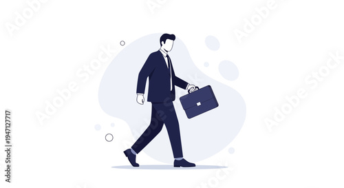 Businessman walking with briefcase, modern flat illustration, business concept
