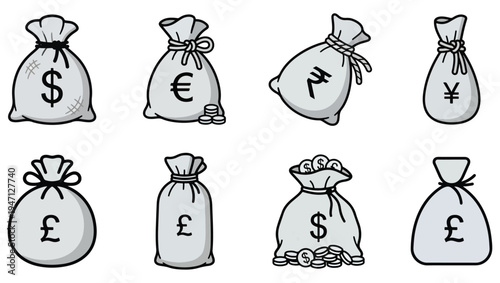 Money Bag Vector Icons Finance and Savings Symbol Illustration Isolated on PNG Background, money bag, money bag icon, money bag vector, finance icon, savings icon, wealth symbol, currency bag, cash, 