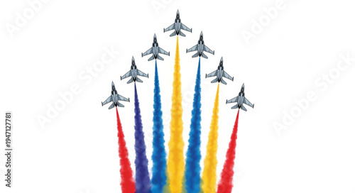 Military Jets Flyby Airshow Formation.