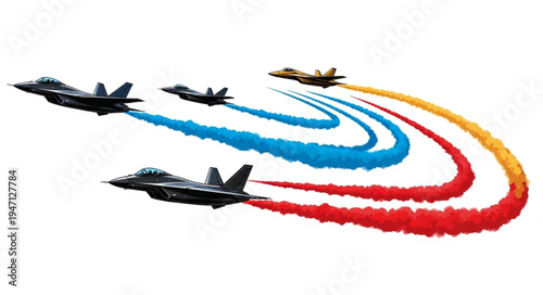 Military Jets Flyby Formation.