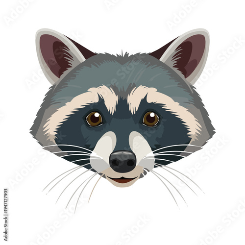 Cartoon raccoon head illustration on white background vector design