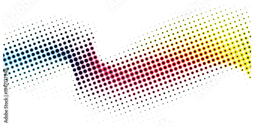 Abstract Halftone Wave Pattern with Gradient Colors.