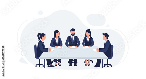 Business Meeting: Diverse Team Collaborating Around a Conference Table