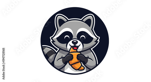 Cartoon raccoon enjoying pastry