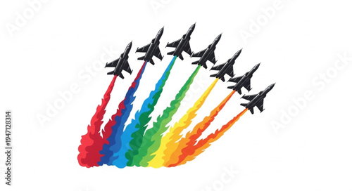 Military Jets Flyby Rainbow Colors.