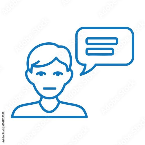 Person icon with speech bubble for communication and dialogue