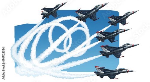 Military Jets Flying Formation.