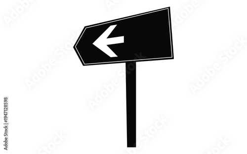 Left Arrow Direction Road Sign Icon – Navigation, Traffic Direction and Wayfinding Symbol