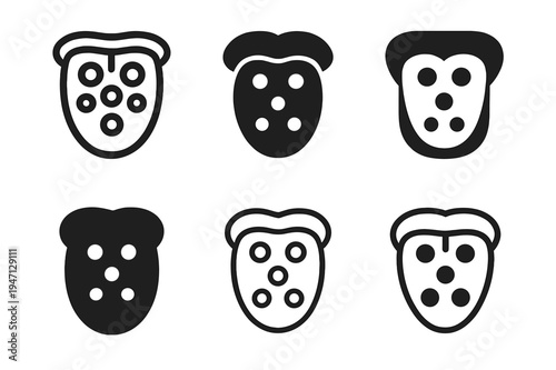 Senses Icon Variations. How our senses work. Icon set. Set Logo of How our senses work: mouth with taste buds. harmonious logo variations of the same