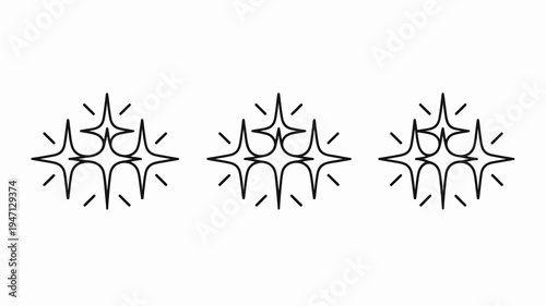 A minimalist illustration features three identical star like shapes arranged horizontally on a plain white background creating a simple design high quality professional detailed modern elegant