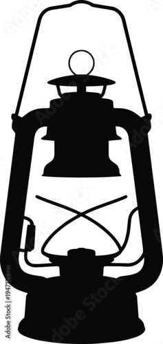 Silhouette of an Old Fashioned Oil Lantern With a Handle oil lamp kerosene lamp