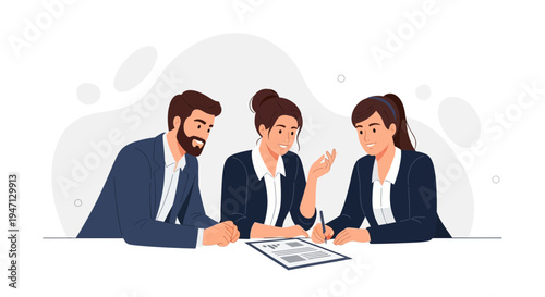 Teamwork and Collaboration: Business People Discussing Documents at a Meeting