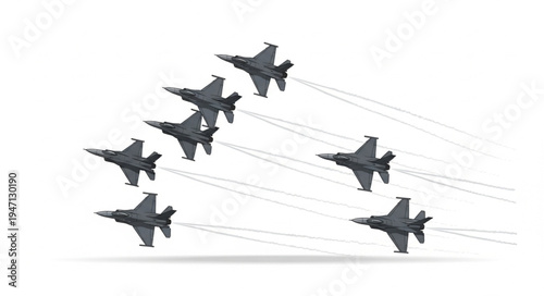 Military jets flying in formation.