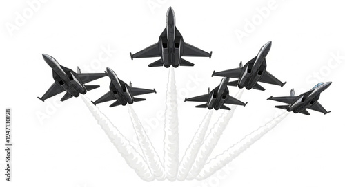 Military jets flying in formation.