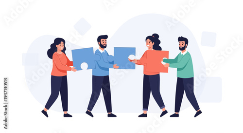 Teamwork puzzle pieces, people connecting for success, collaboration concept