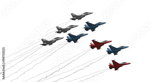 Military jets flying in formation.