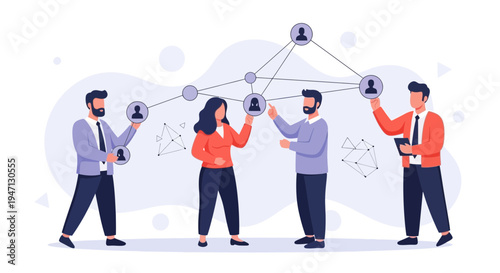 Teamwork and Networking Concept: People Connecting People in a Digital Network