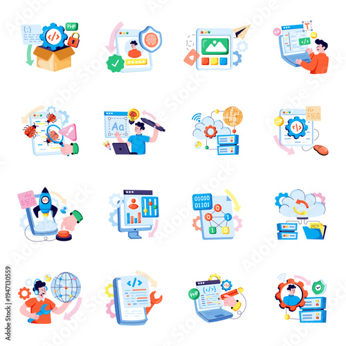 Set of Seo Flat Illustrations