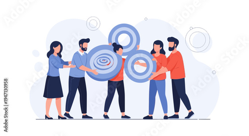 Teamwork and Collaboration: People Holding Targets for Success