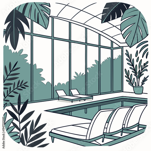 A lounge chair in a conservatory with plants