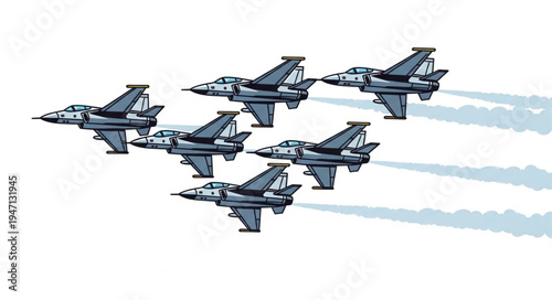 Military jets flying in formation.